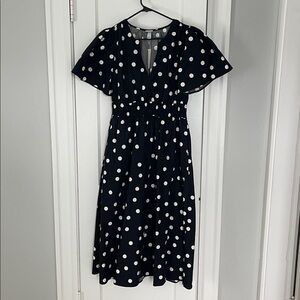 A New Day Black and White Polka Dot Midi Dress